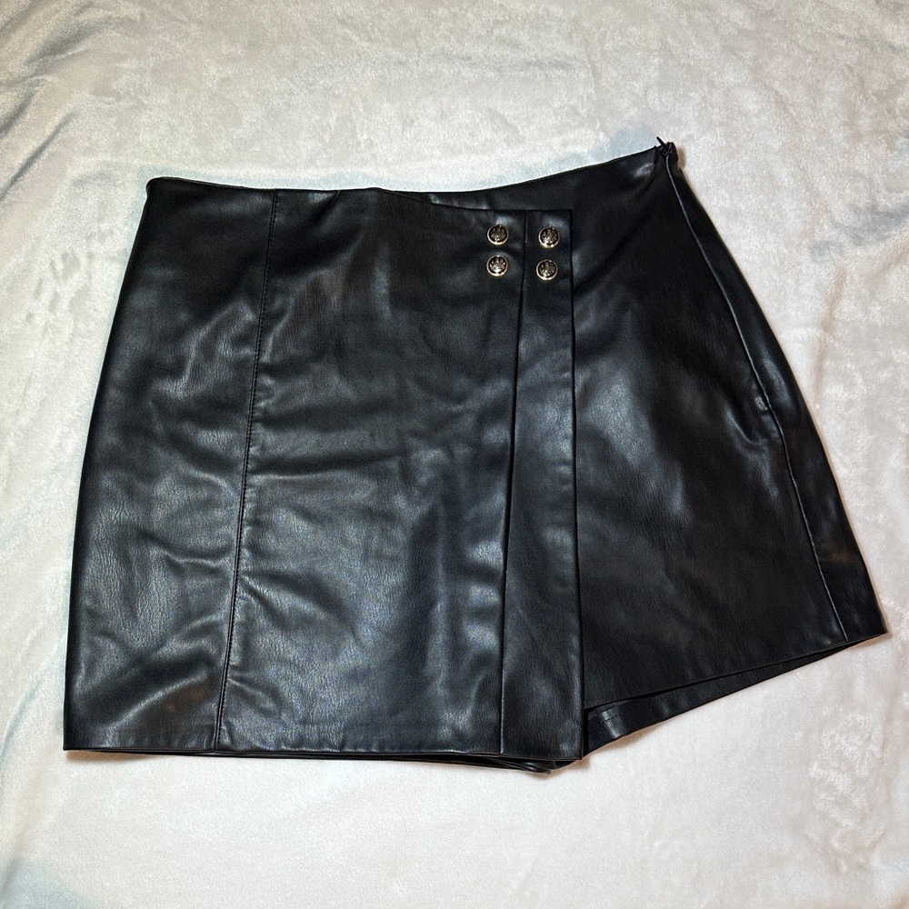 Zara Black Leather-Style Mini Skirt